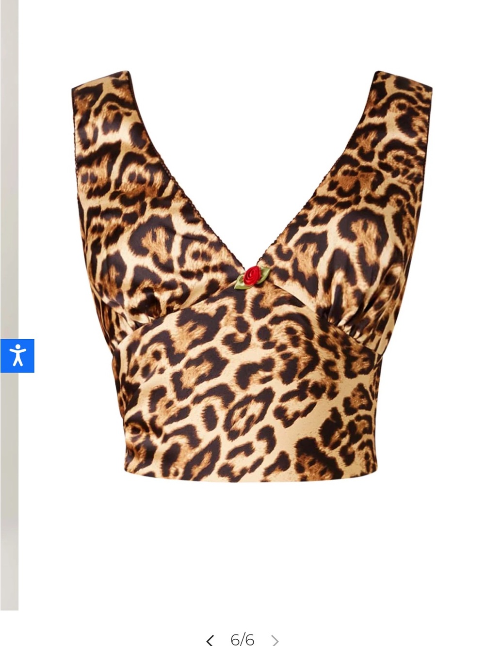 Leopard Print V-Neck Crop Top - Brown